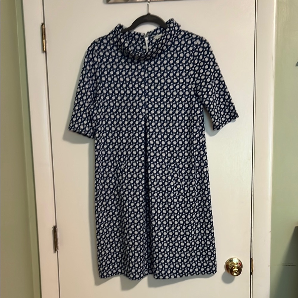 Tyler Boe Navy and White Geometric Mini Dress